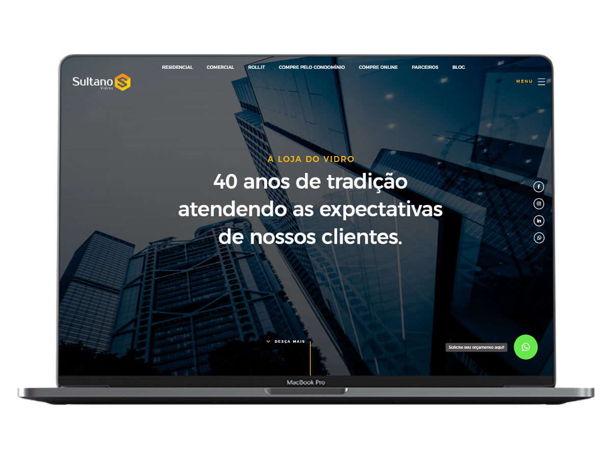site Sultano Vidros Vidraçaria
